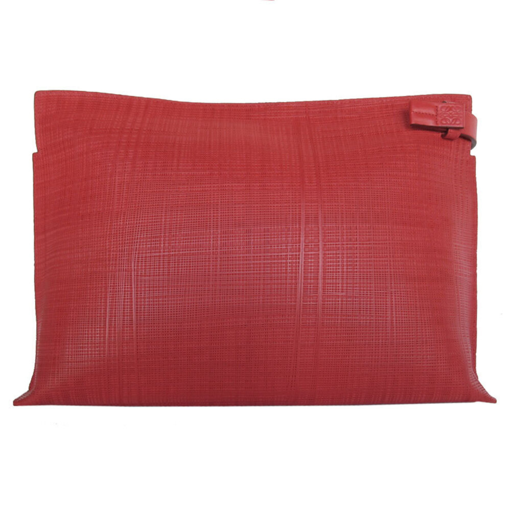 Loewe Bag Leather Silver Red Anagram Clutch
